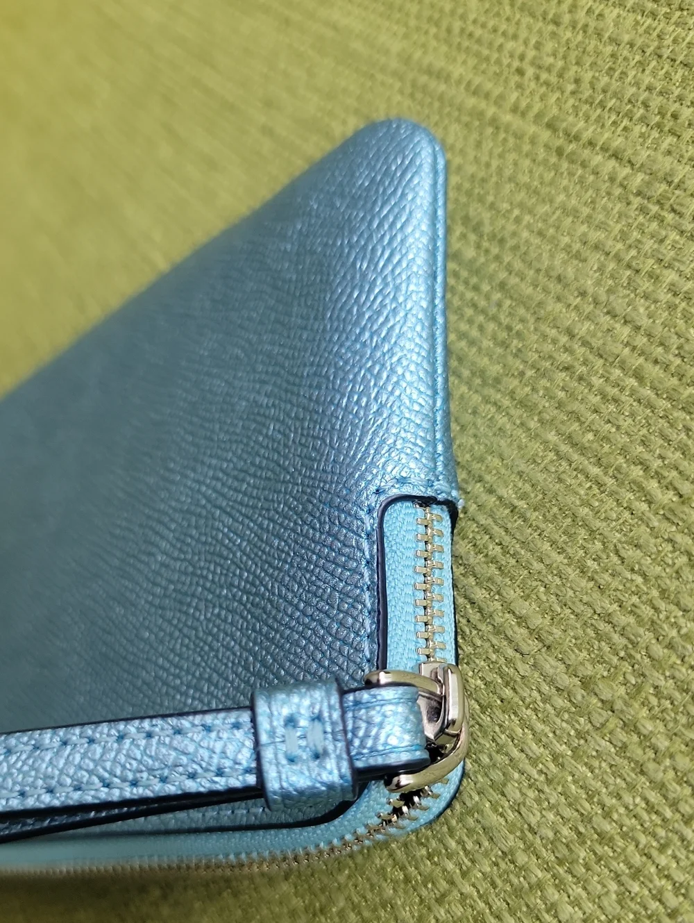 Coach Metallic Teal Leather Wristlet